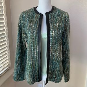 Sigrid Olsen Sport Leather Trim Zip Jacket